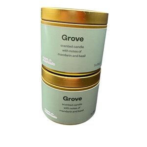 NWT Room Essentials Grove Scented Candle Duo with Gold Lid 3oz each
